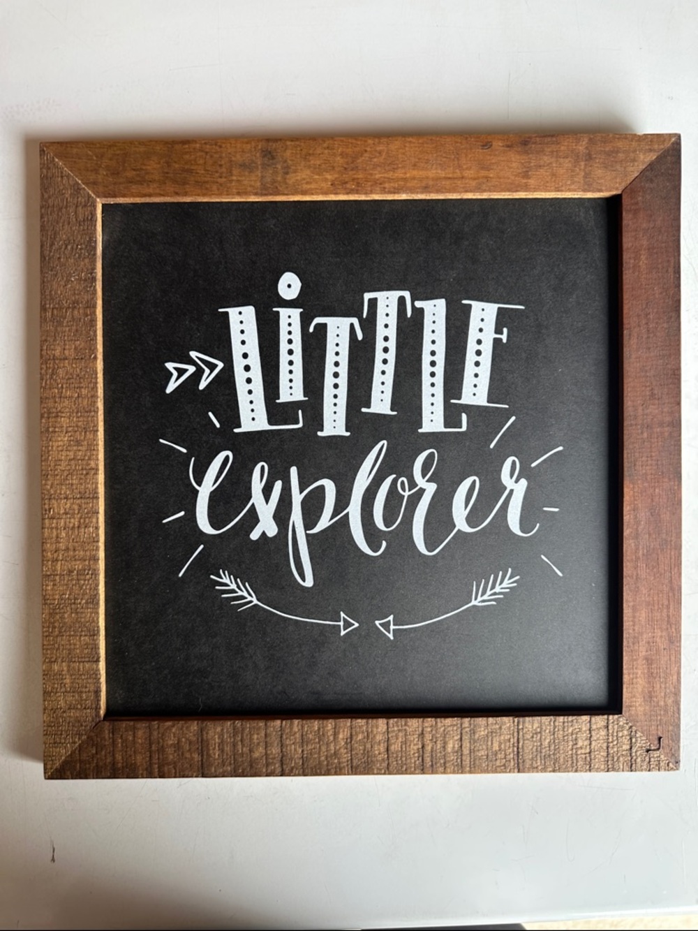 Little Explorer Wood Framed Wall Sign - Black & Brown